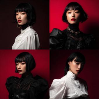 モダンな衣装を着た4人の女性 モダンな衣装を着た4人の女性の写真