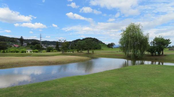 柳之御所遺跡　平泉館跡　柳之御所史跡公園 柳之御所,奥州藤原氏,奥州平泉の写真素材