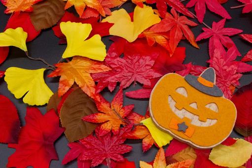 紅葉とジャックオランタン 紅葉とジャックオランタン ハロウィン,秋,ジャックオランタンの写真素材
