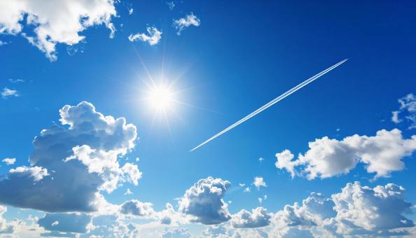 飛行機雲と青空 飛行機雲と青空の写真