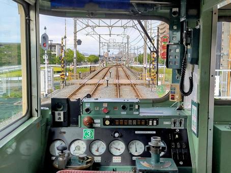 Sanyo Electric Railway, 3000 series, driver's cab, JPG