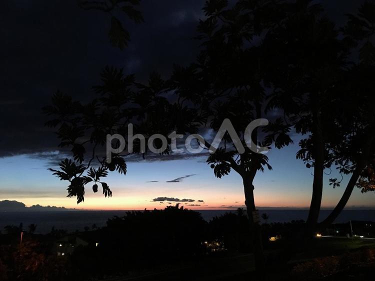 ハワイ島の夕方 夕焼け,日没,夕方の写真素材