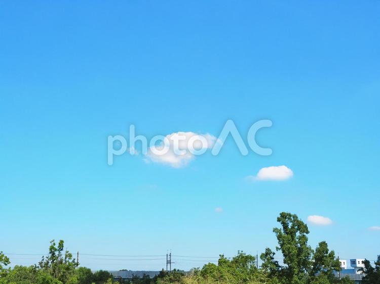 青空と雲と緑 夏,青空,緑の写真素材