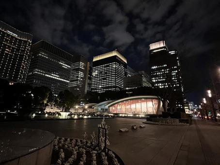 Around Tokyo Station, gruppo di costruzione, vista notturna, costruzione, JPG