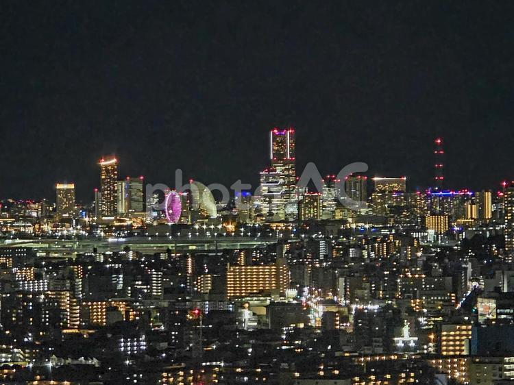 夜景　川崎市役所　展望ロビーより　南西側 建物,神奈川県,川崎市の写真素材