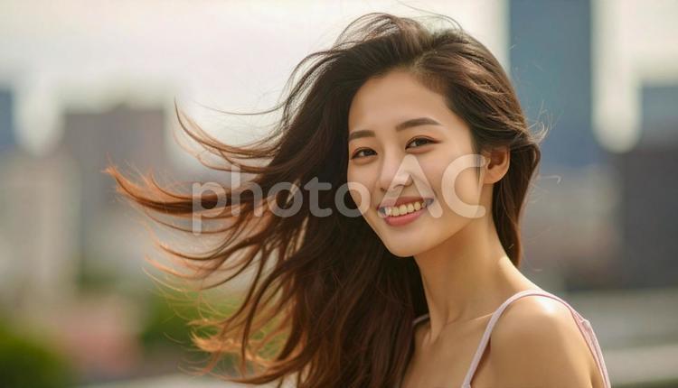 女性ポートレート〜街のゆらぎ1 女性,20代,30代の写真素材