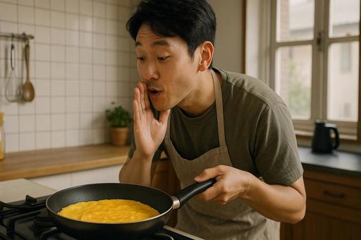 フライパンで作る卵料理 フライパンで作る卵料理の写真