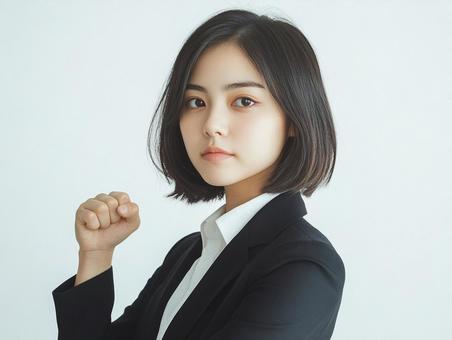 こぶしを固めるビジネスウーマンのイメージ こぶしを固めるビジネスウーマンのイメージの写真