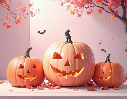 ハロウィン淡いカラーのジャックオランタン ハロウィン淡いカラーのジャックオランタンの写真