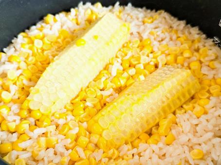 Photo, corn rice, cooked rice, freshly cooked, 