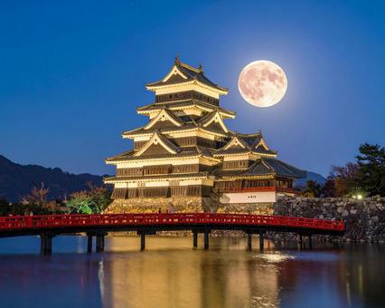 満月と城の写真