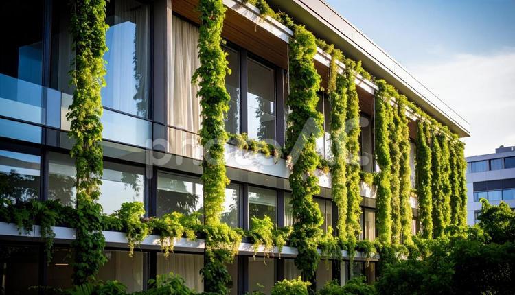 夏の温度対策　建物を彩るグリーンカーテン グリーンカーテン,レストラン,テラスの写真素材