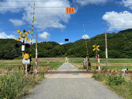 Photo, railroad crossing, line, electric train, 