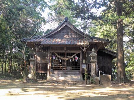 木漏れ日の落ちる雨宮神社の社殿 木漏れ日の落ちる雨宮神社の社殿の写真