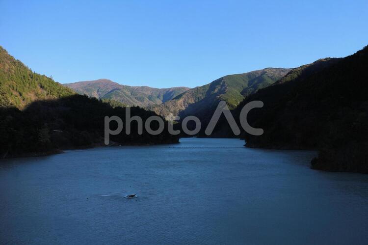 長嶋ダムの貯水湖 ダム,長島ダム,貯水湖の写真素材