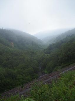 霧のかかった山 霧のかかった山の写真