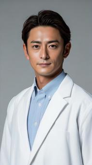 白衣を着た爽やかな笑顔の男性ポートレート 白衣を着た爽やかな笑顔の男性ポートレートの写真