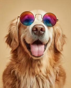 クールな表情の笑顔の犬のポートレート クールな表情の笑顔の犬のポートレートの写真
