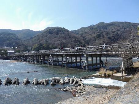 Photo, the scenery, kyoto, bridge, 