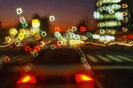 都会の夜景のイメージ、アブストラクト3 都会,夜,イルミネーションの写真素材