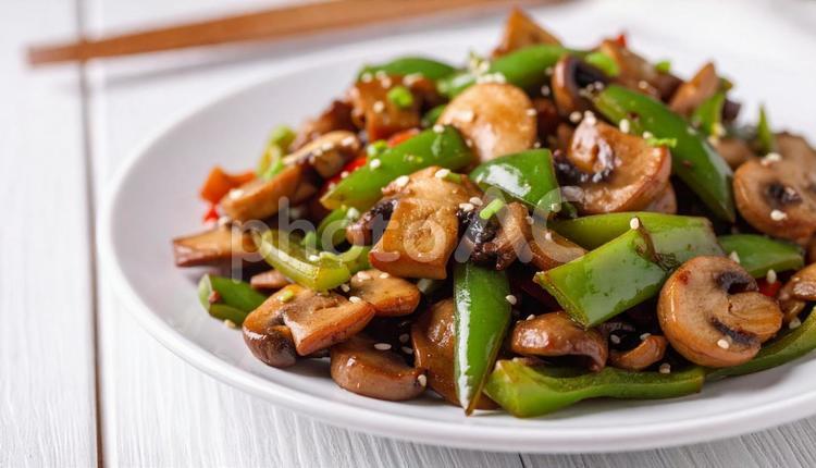 きのこと野菜の中華炒め きのこ,野菜,中華の写真素材
