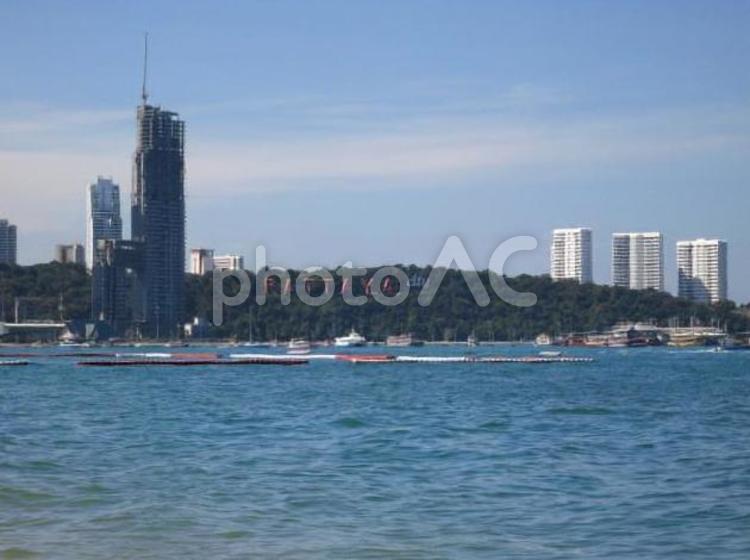 タイ　パタヤの海岸線 海,タイ,パタヤの写真素材