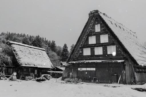 白川郷 合掌造り,世界遺産,冬景色の写真素材