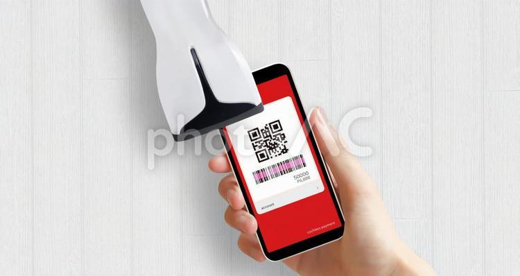 キャッシュレス決済　白木目背景 キャッシュレス,ペイ,キャッシュレス決済の写真素材