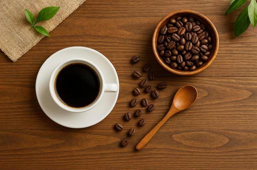 俯瞰してみたコーヒーの写真