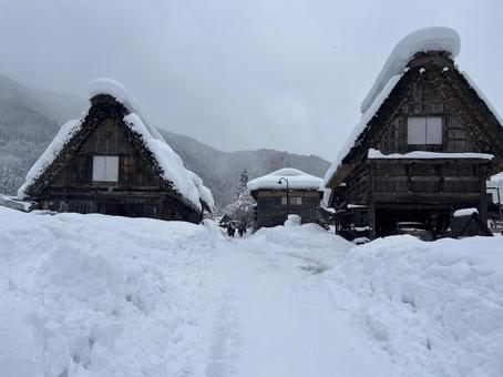 冬の白川郷3 冬の白川郷,白川郷,雪の写真素材