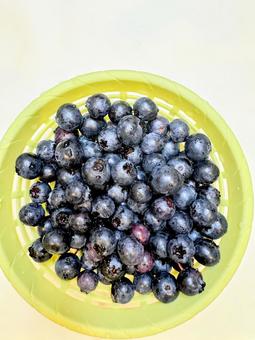 かごに盛ったブルーベリー かごに盛ったブルーベリーの写真