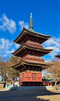 つくばみらい市の板橋不動尊の三重塔 板橋不動尊,三重塔,お寺の写真素材