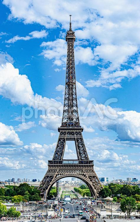 エッフェル塔、正面、トロカデロ方面から エッフェル塔,パリ,歴史的建造物の写真素材