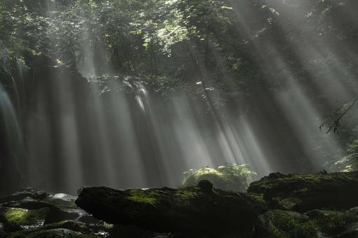 光芒 光芒,滝,絶景の写真素材