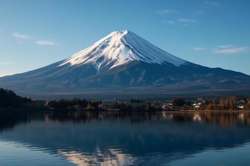 富士山と湖の美しい風景 富士山と湖の美しい風景の写真