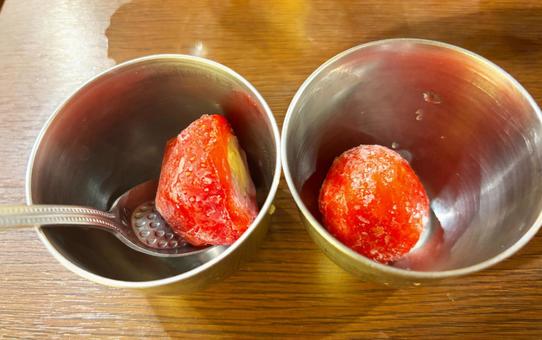 苺 苺 居酒屋コース料理デザート,デザート,苺の写真素材