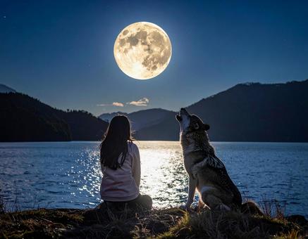 中秋の名月・遠吠えしたい夜もあるよね 中秋の名月・遠吠えしたい夜もあるよねの写真