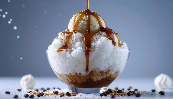 ふわふわした食感のコーヒー味のかき氷 ふわふわした食感のコーヒー味のかき氷の写真