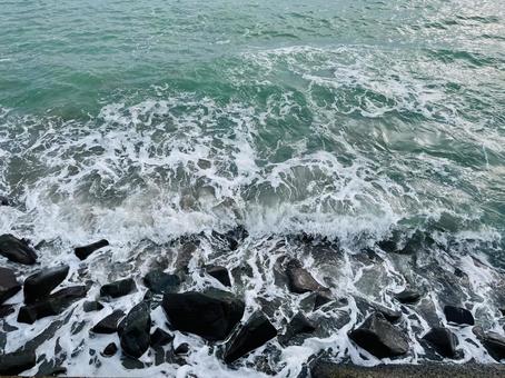 波打ち際 波打ち際 海,立石海岸,横須賀の写真素材