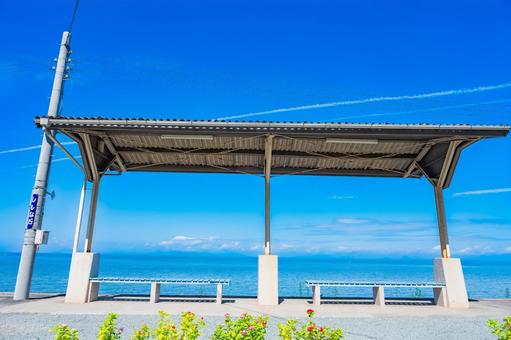 四国　愛媛県　下灘駅 下灘駅,四国,四国地方の写真素材