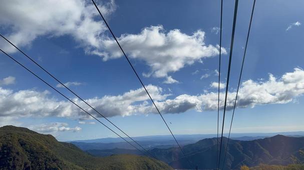 日光いろは坂ロープウェイ車窓 日光,いろは坂,道路の写真素材