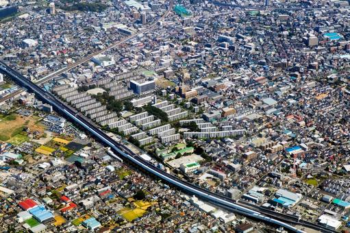 埼玉県さいたま市の田島団地付近を空撮 埼玉県さいたま市の田島団地付近を空撮 空撮,埼玉県,さいたま市の写真素材
