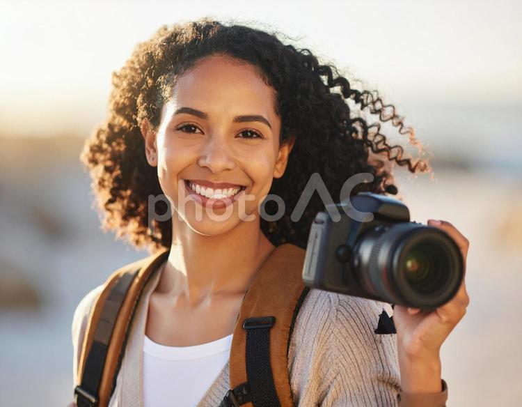 春の風景を撮影するカメラ女子 カメラ女子,女性,写真の写真素材