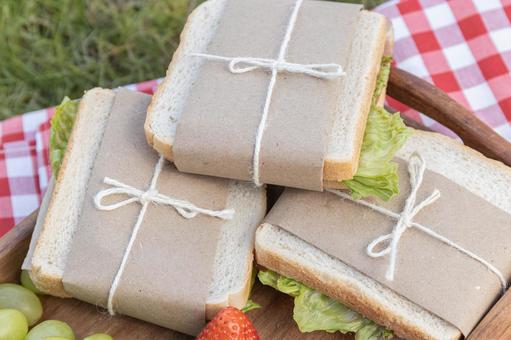 おしゃれなサンドイッチのアップ アップ,サンドイッチ,パンの写真素材