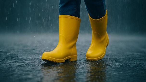 雨道歩行シルエット 雨道歩行シルエットの写真