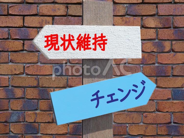 現状維持かチェンジかどちらを選びますか。 現状維持,チェンジ,交代の写真素材