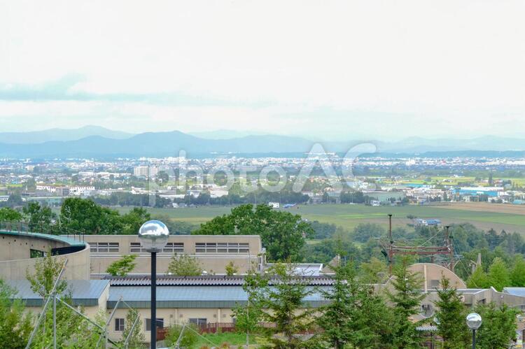 旭山動物園高台からの景色 旭川,観光,旭山動物園の写真素材