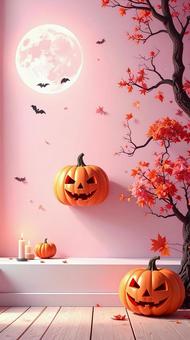 ハロウィン淡いカラーのジャックオランタン ハロウィン淡いカラーのジャックオランタンの写真