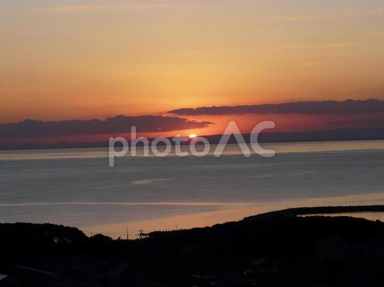 犬吠埼の夕日３ 犬吠埼,夕日,夕暮れの写真素材