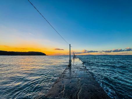 原岡桟橋(岡本桟橋) 原岡,岡本,桟橋の写真素材